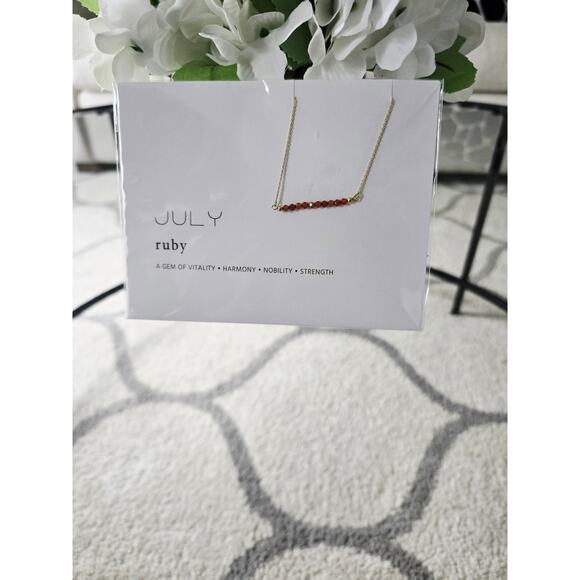 Wishbonne Jewelry - 14K Gold Dipped July Ruby Beaded Necklace New